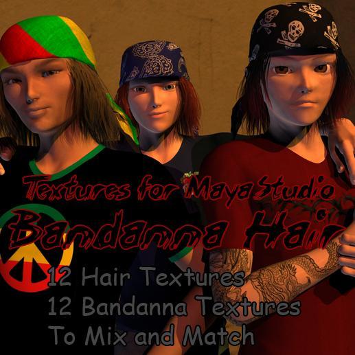 Textures for StudioMaya's Bandanna Hair