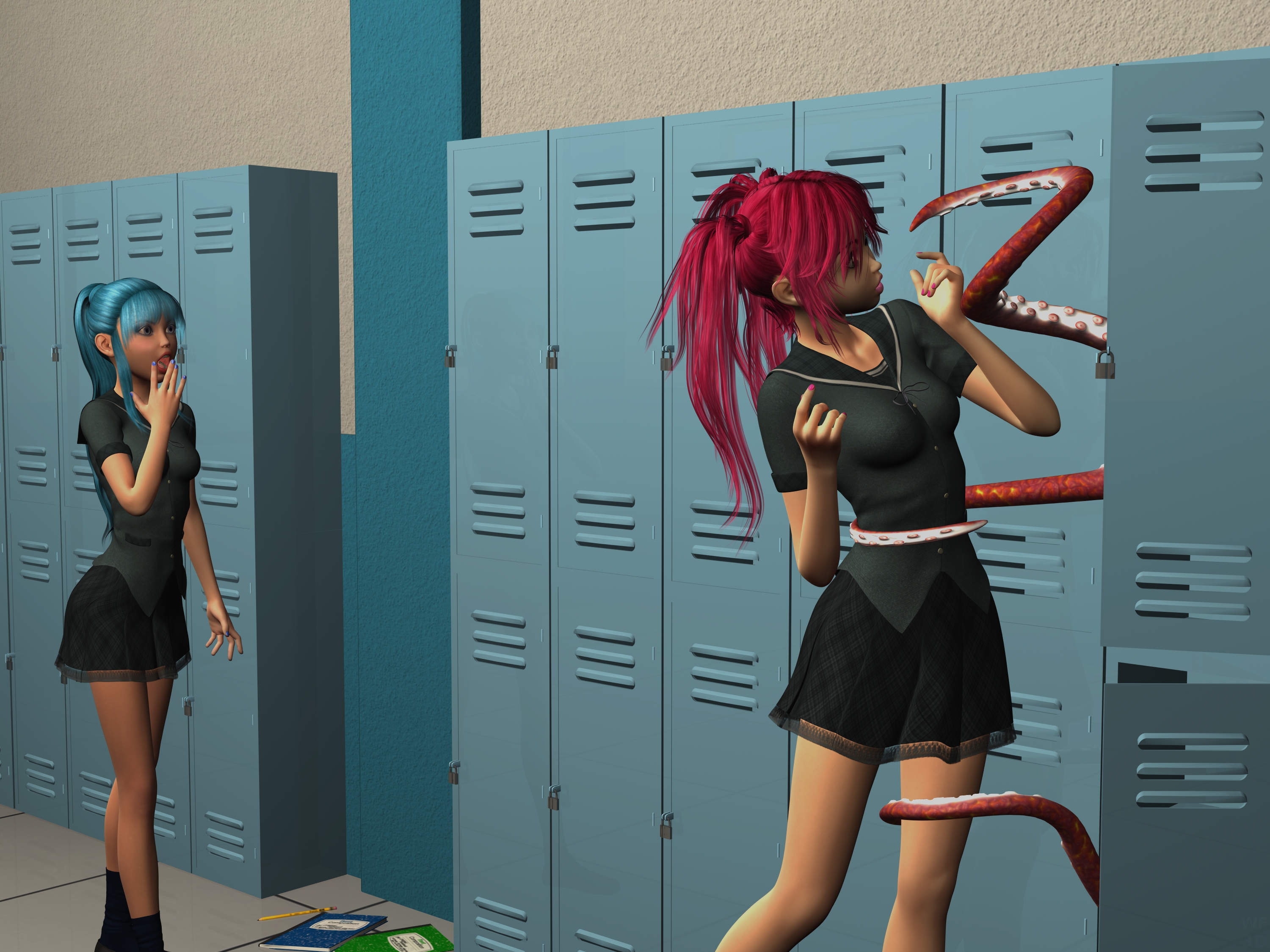 More Than Books In The Lockers 3d And 2d Art Sharecg