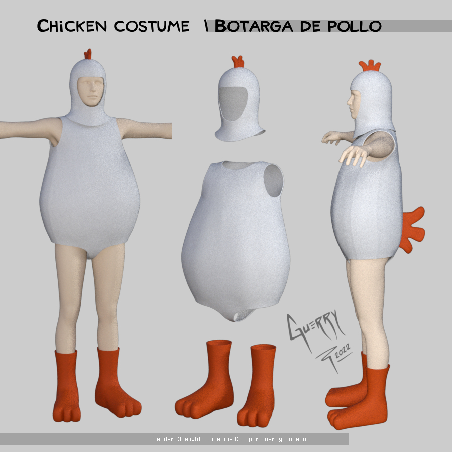 Chicken costume - Botarga de pollo - 3D Model - ShareCG